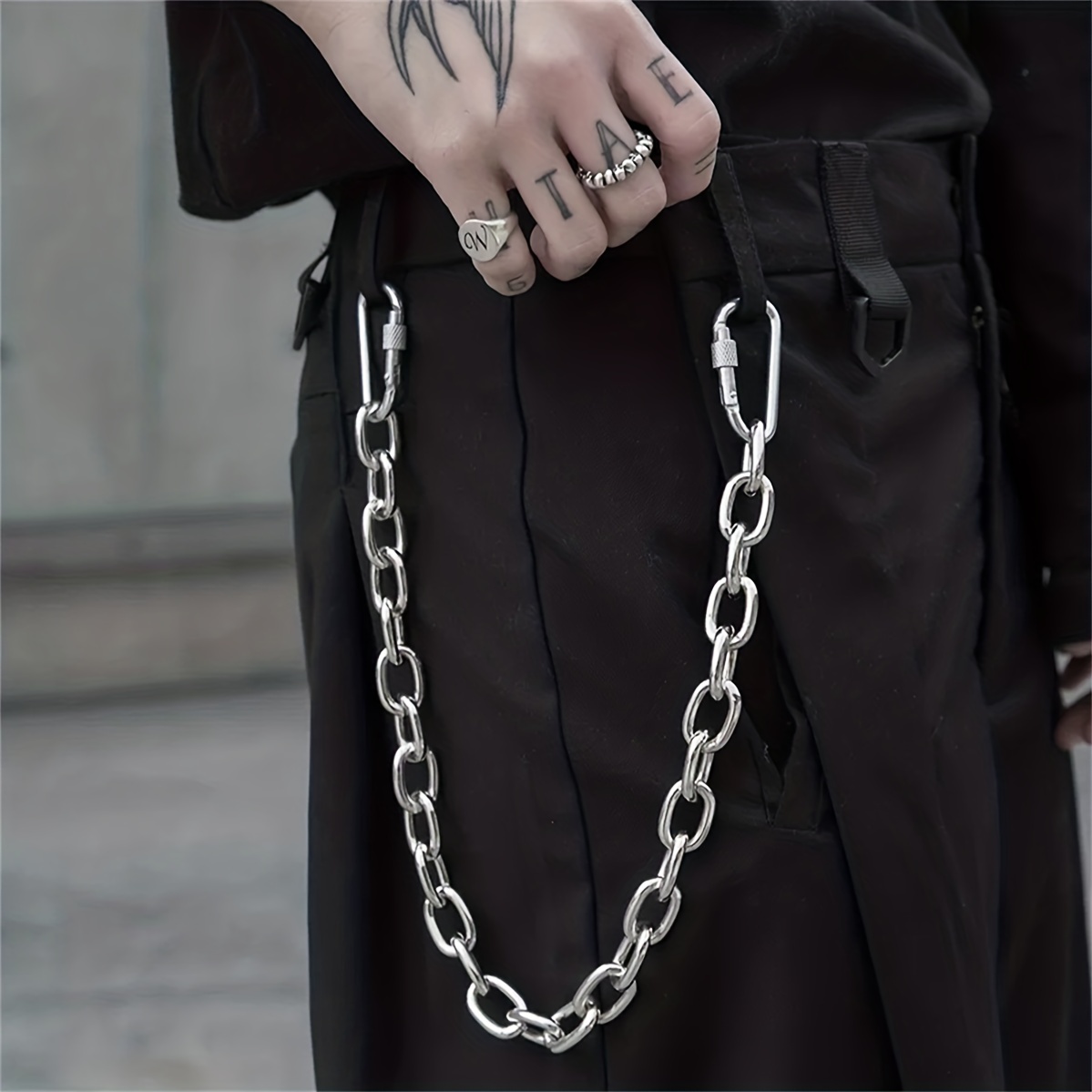Men Gothic Jeans Metal Vintage Skull Head Chain Punk Skeleton Pants  Trousers Biker Belt Wallet Chain Hip Hop Jewelry - AliExpress