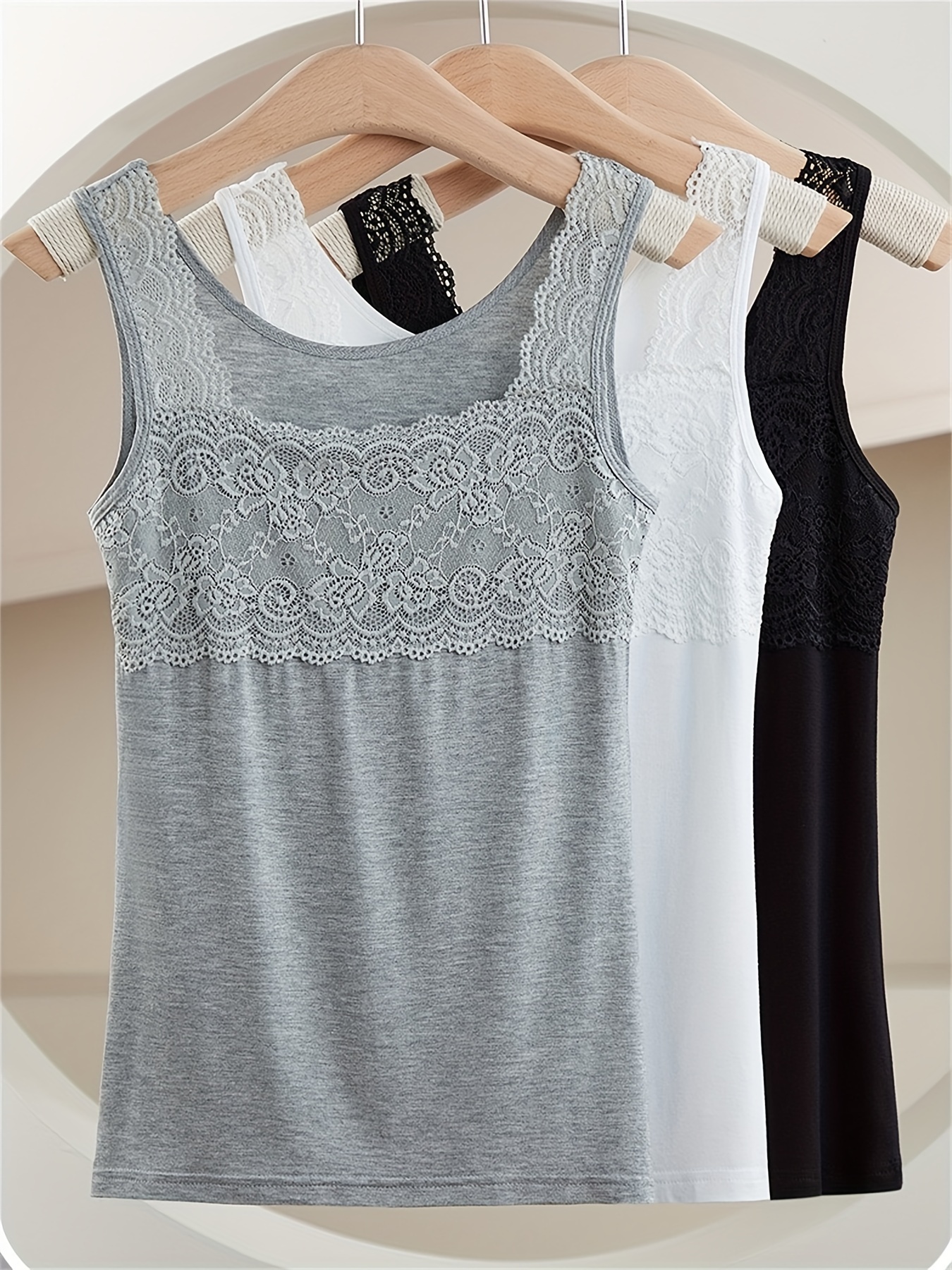 Lace Trim Solid Cami Top, Sexy Backless V Neck Summer Sleeveless Top,  Women's Clothing