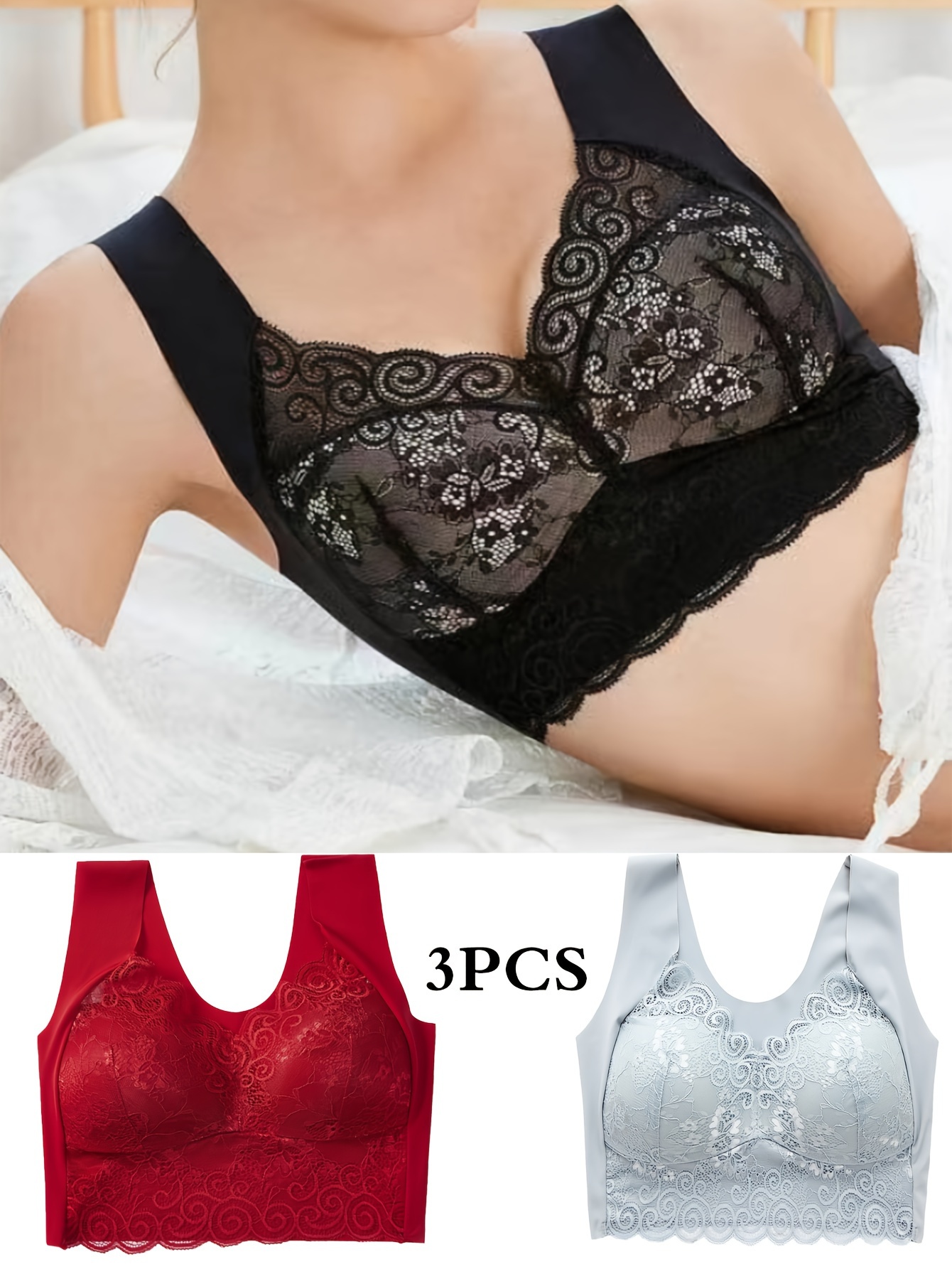 Floral Lace Front Buckle Bralette Bra, Seamless Wireless Push Up Strapless  Tube Bra, Women's Lingerie & Underwear