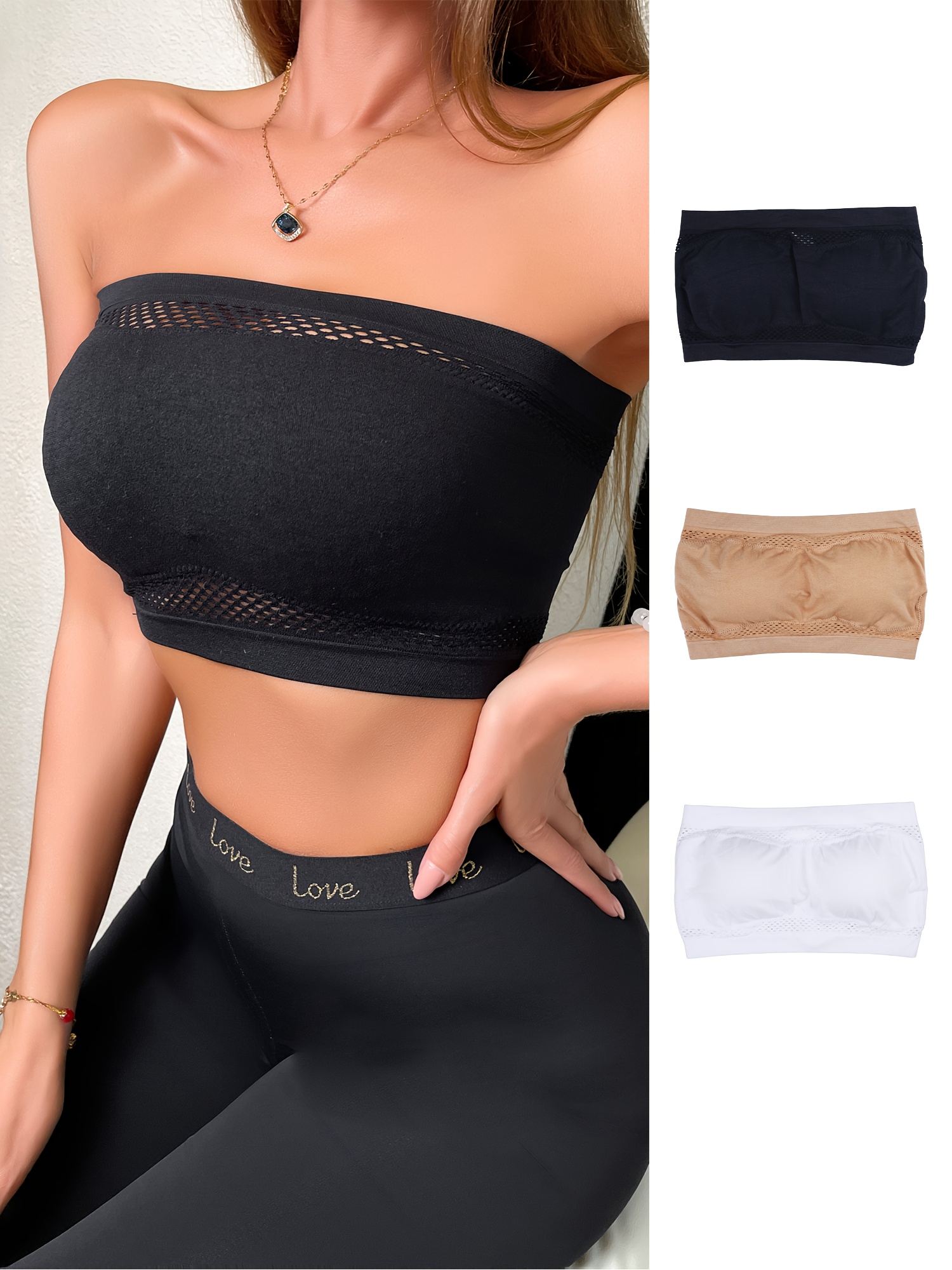 Solid Hollow Invisible Seamless & Comfortable Wirefree Bra Black
