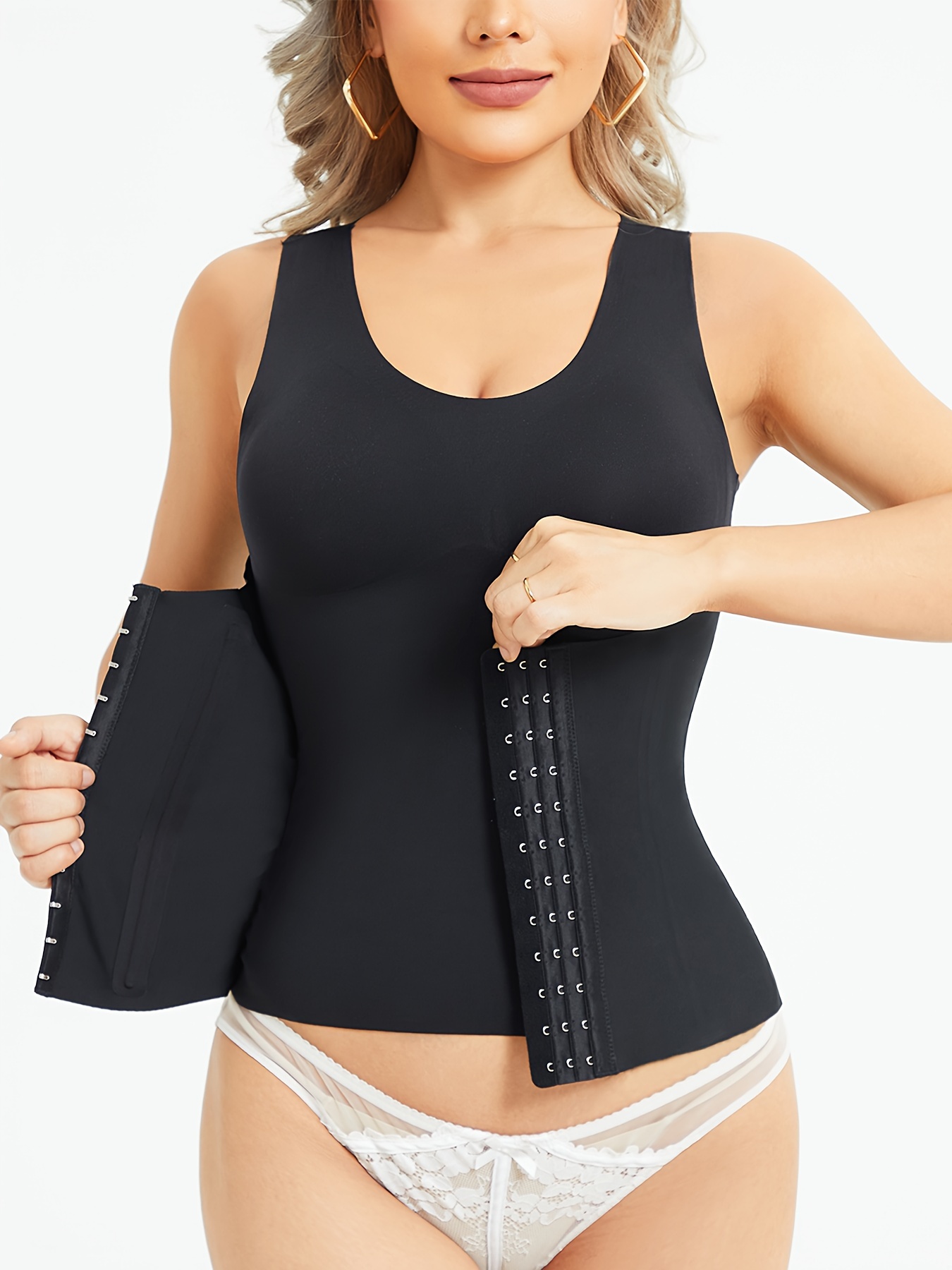 Seamless Solid Shaping Tank Tops, Tummy Control Slimmer Backless Top,  Women's Underwear & Shapewear