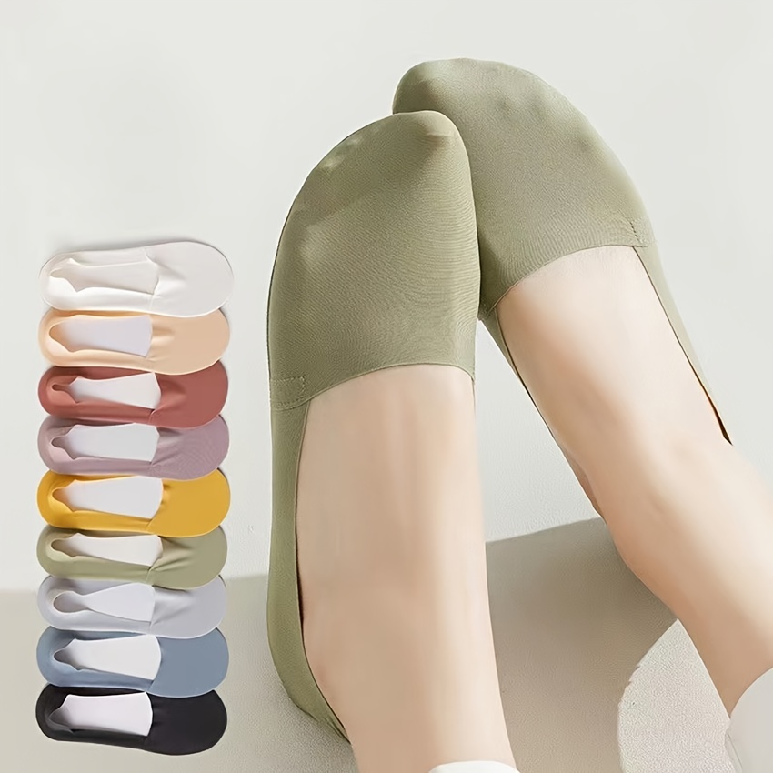 3 Pairs Solid Half Palm Socks, Breathable Invisible Anti-slip Socks,  Women's Stockings & Hosiery