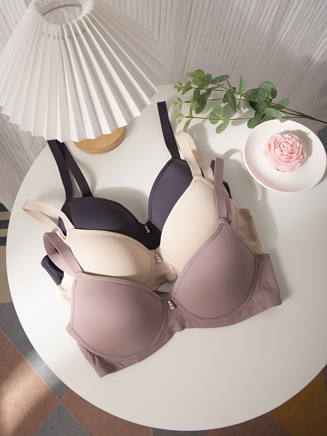 Contrast Lace Wireless Bra Comfy Breathable Front Buckle - Temu United Arab  Emirates