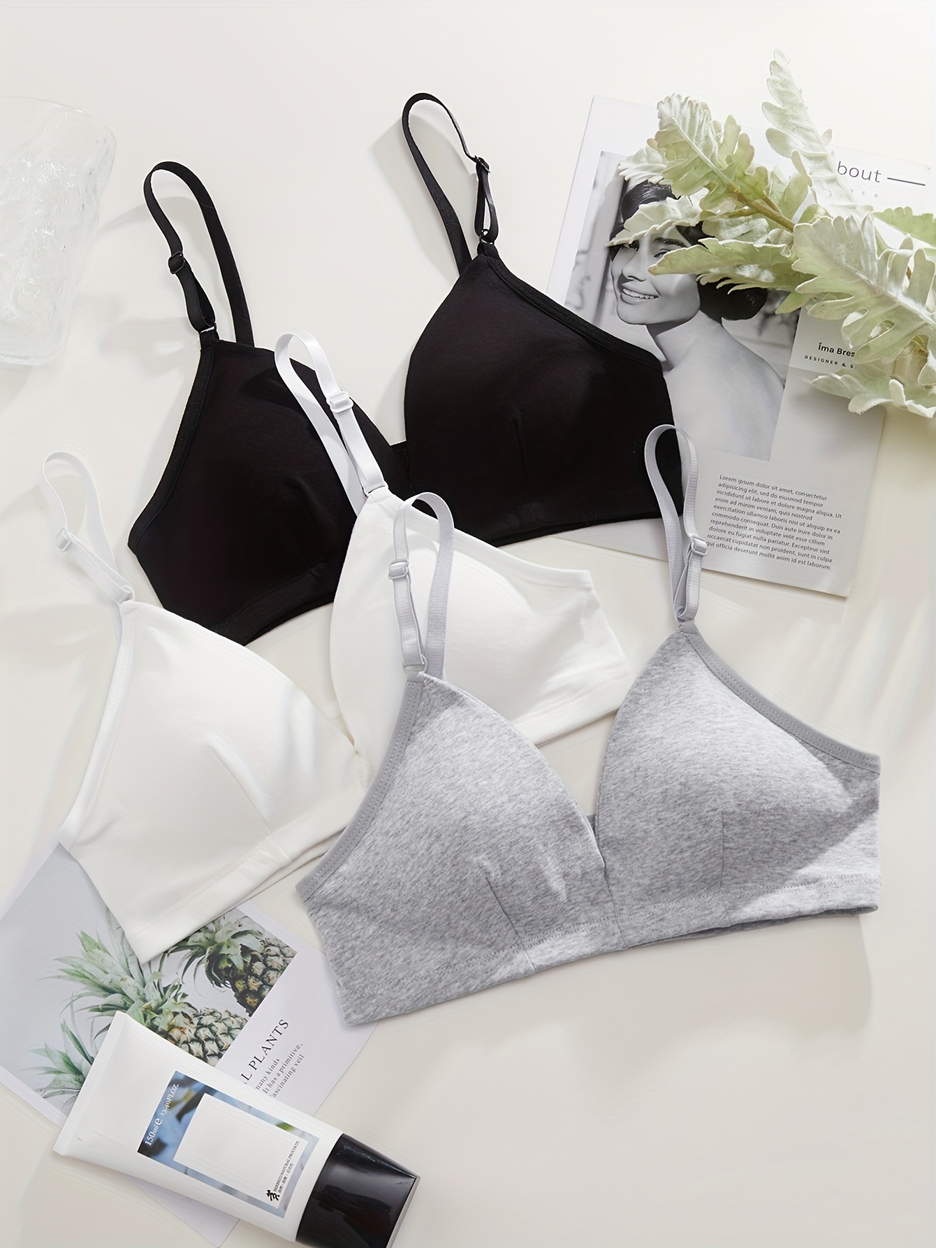 Solid Wireless Plunge Bra Comfy Breathable Stretch Intimates - Temu