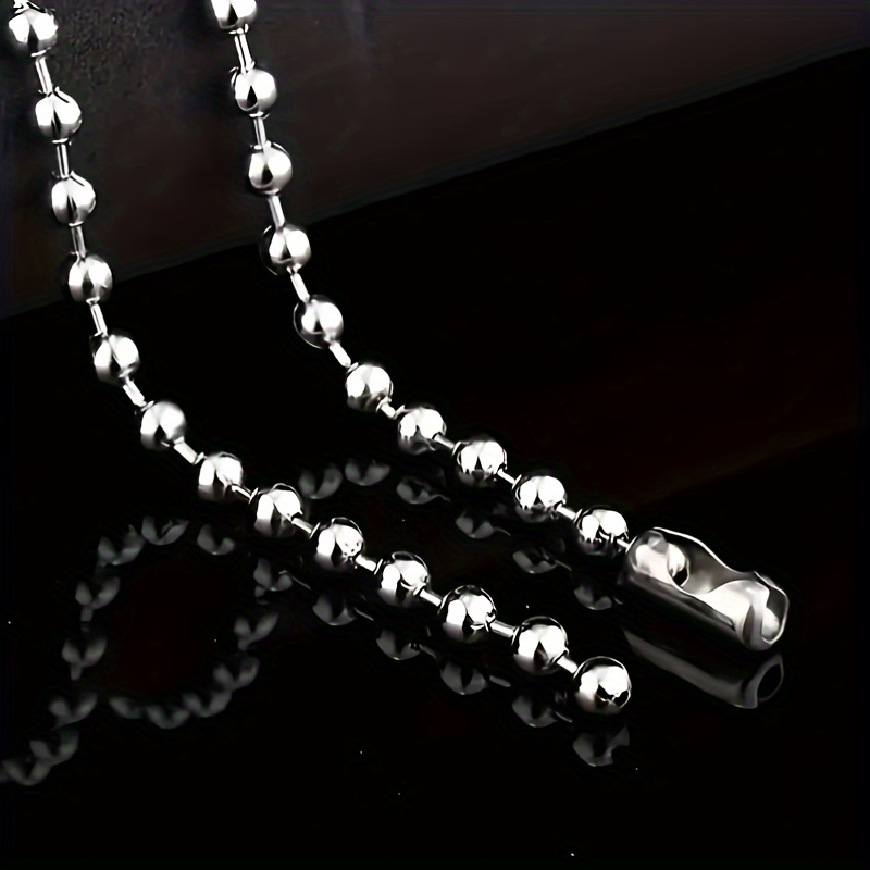 6mm Stainless Steel Ball Chain with Connector | Stainless Steel Bead Chain  & Matching Connector Pack | Long Adjustable Metal Ball Chains with