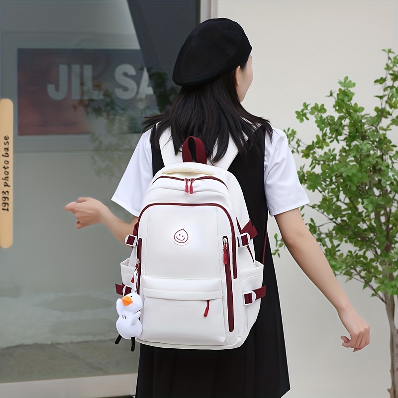 Large Capacity Mutli-pocket Backpack, Cute Duck Pendant Bookbag, Perfect School  Bag For Student Commuting - Temu