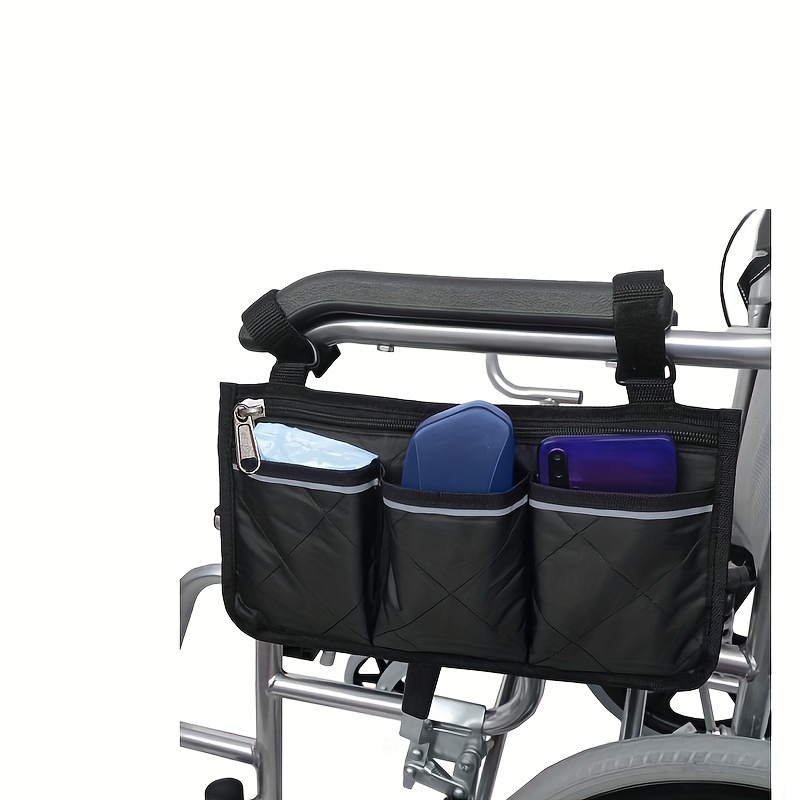 Bolsa para silla de ruedas con soporte para tazas, bolsa para andar,  accesorios para sillas de ruedas para personas mayores, bolsa de  almacenamiento