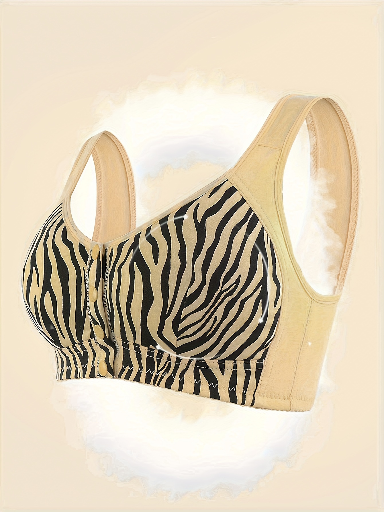 Plus Size Elegant Bra Set Women's Plus Zebra Print Button - Temu