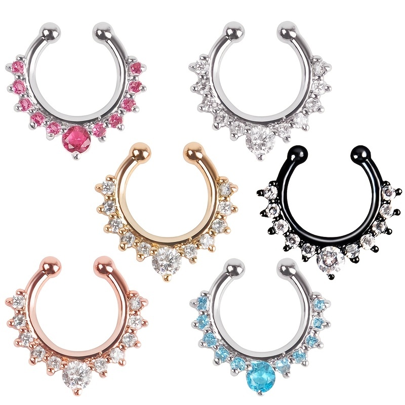 Simple Non perforated U shaped Nose Clip Zircon Star Love - Temu