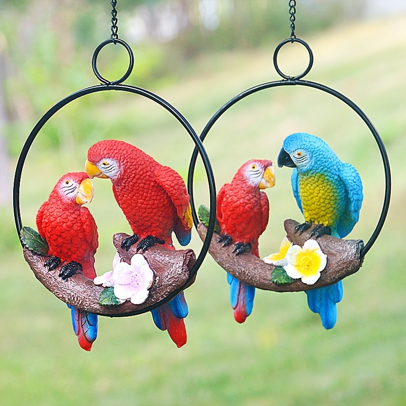 Figura decorativa de pájaro, 4 figuras de pájaros para decoración de  interiores y exteriores, figuras de pájaros, césped, jardín, patio, adornos  que
