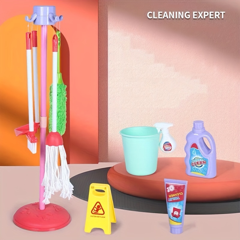 9Pcs Household Girl Dolls Toys Cleaning Tools Kit simulation cleaner Toy  cleaning Children Plastic Simulation Furniture Cleaner Set