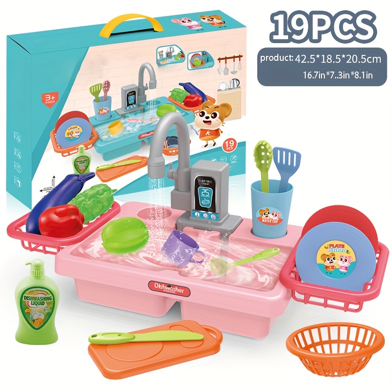 Kids Kitchen Toy Set Simulated Electric Dishwasher Pretend Play