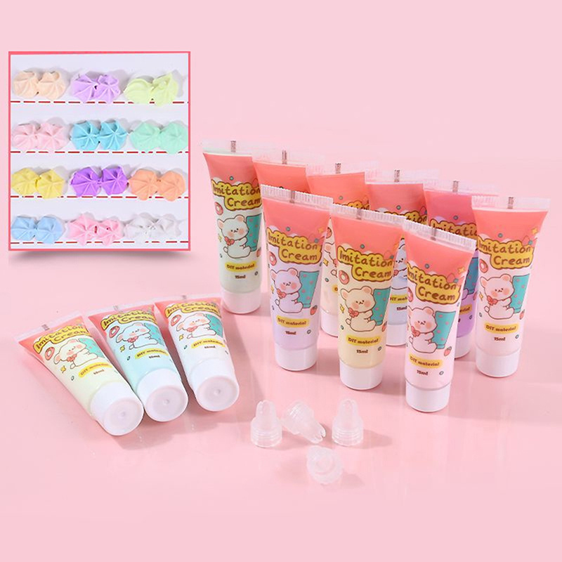 BEIJITA Whipped Cream Glue Kit - Decoden Cream Set with 10 Colors (15ml  Each), Perfect for Crafting and Decorating,Ideal for DIY Crafts and