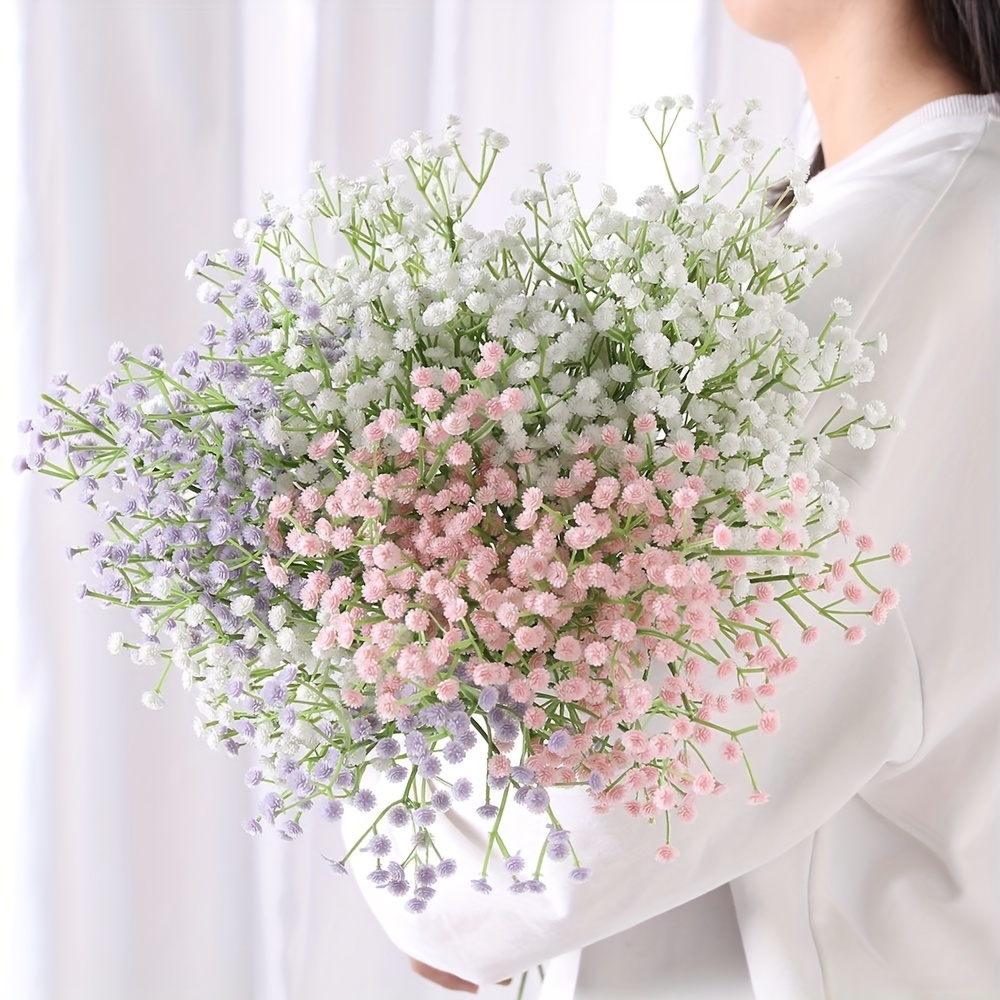 5pcs 7 Forks Artificial Flowers Gypsophila Paniculata Bouquet Indoor  Outdoor Simulation Green Plants 