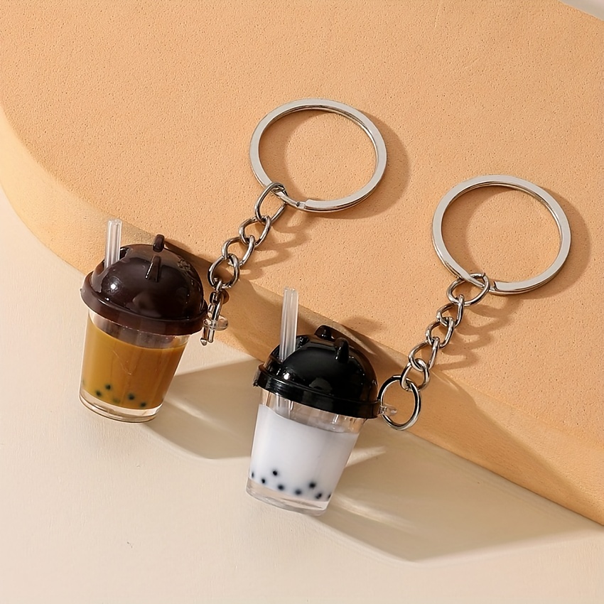 Starbucks Coffee Cup Silicone Keychains Cute Pearl Milk Tea Soft Rubber  Keyrings Fashion Jewelry for Women