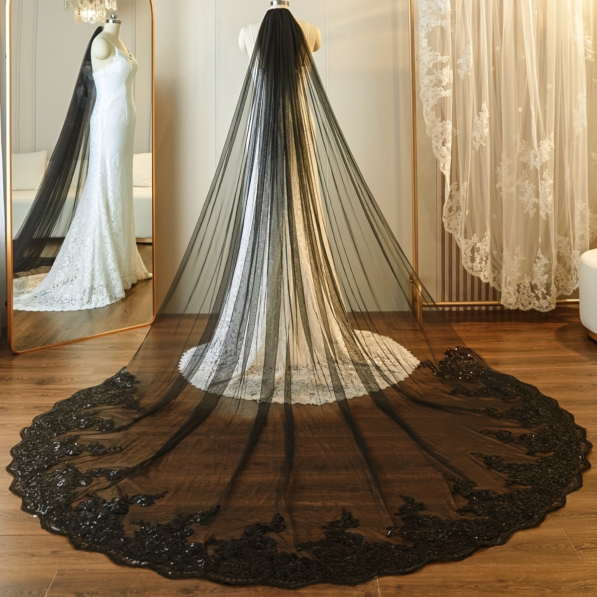 1pc Women Faux Pearl Charm Elegant Bridal Trailing Veil For