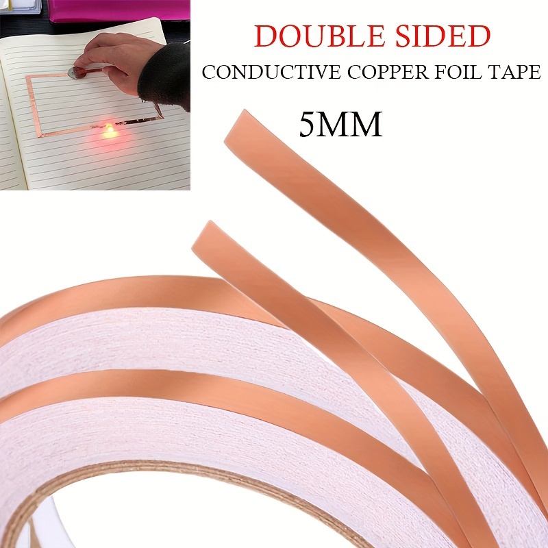 Copper Foil Tape with Double-Sided - EMI Shielding,Stained Glass,Soldering,Electrical  Repairs,0.25 Inch,4Pcs 