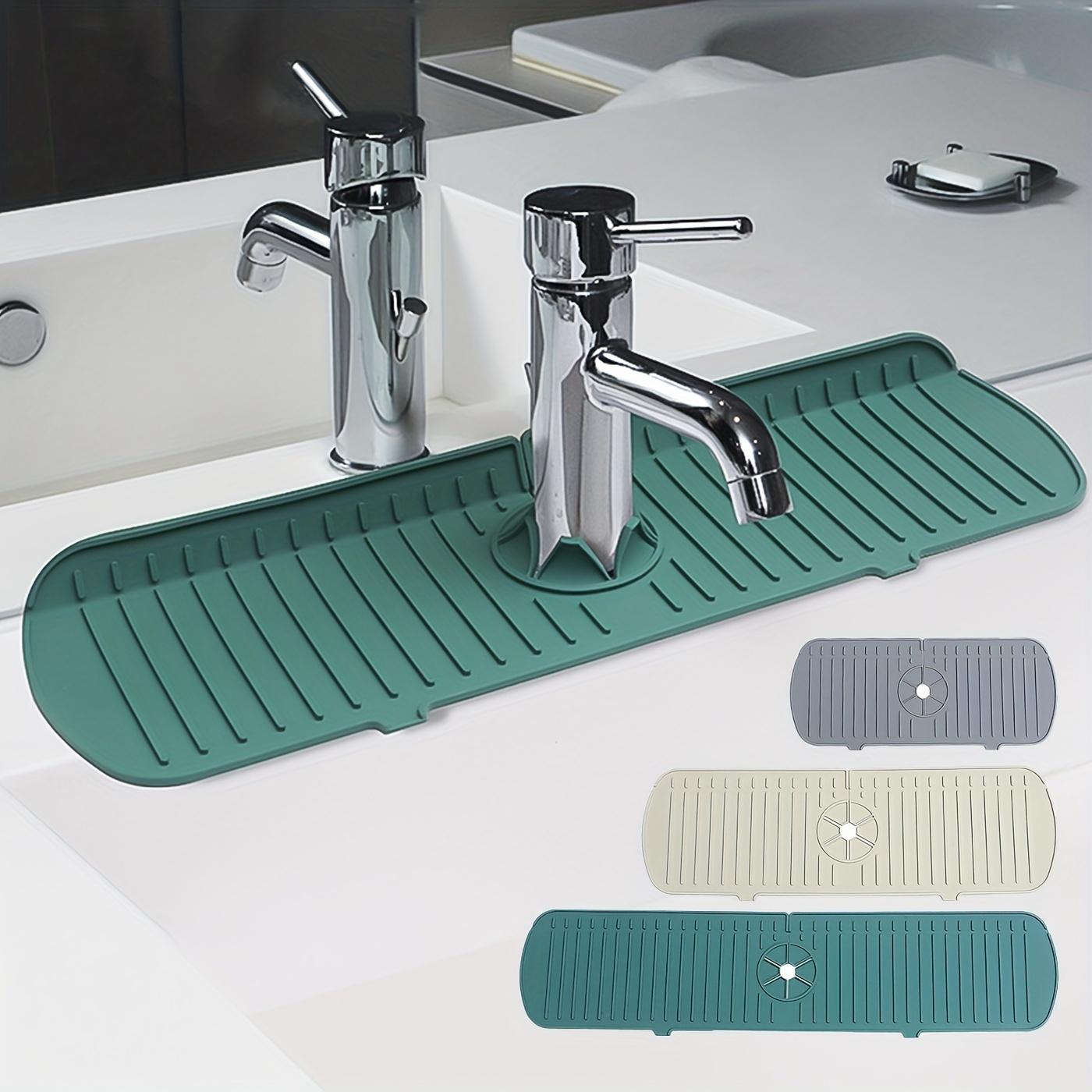 1pc Cream-colored Silicone Sink Drain Mat, Multi-functional Sink Divider  Protector For Kitchen Countertop