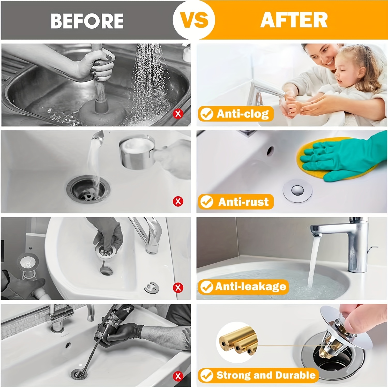 Bathroom Sink Drain Stopper Universal Stainless Steel Basin - Temu