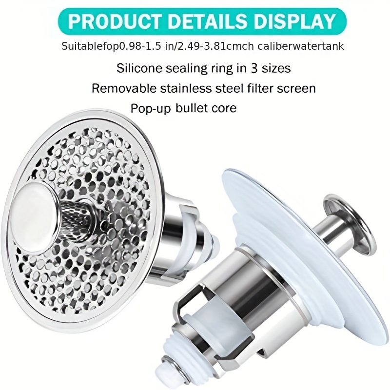 Bathroom Sink Plug Stopper, Wash Basin Core Bounce Up Drain Filter, Shower  Sink Filter Plug, Kitchen Bathtub Stopper, Copper Core Model Filter - Temu