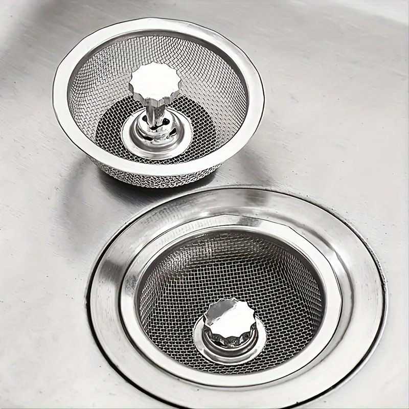 2 Pack - Kitchen Sink Strainer and Stopper Combo Basket Spring Clip  Replacement for Standard 3-1/2 inch Drain, Stainless Steel Basket and Rod,  Rubber Stopper Bottom 