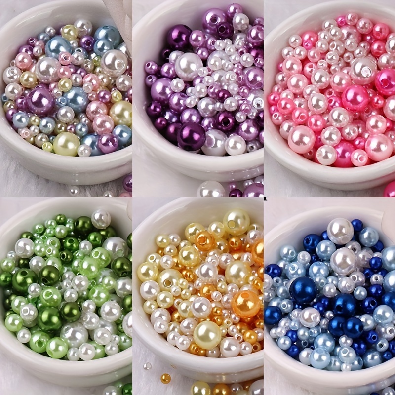abalorios de perlas blancas con letras de colores. Tamaño 8 mm