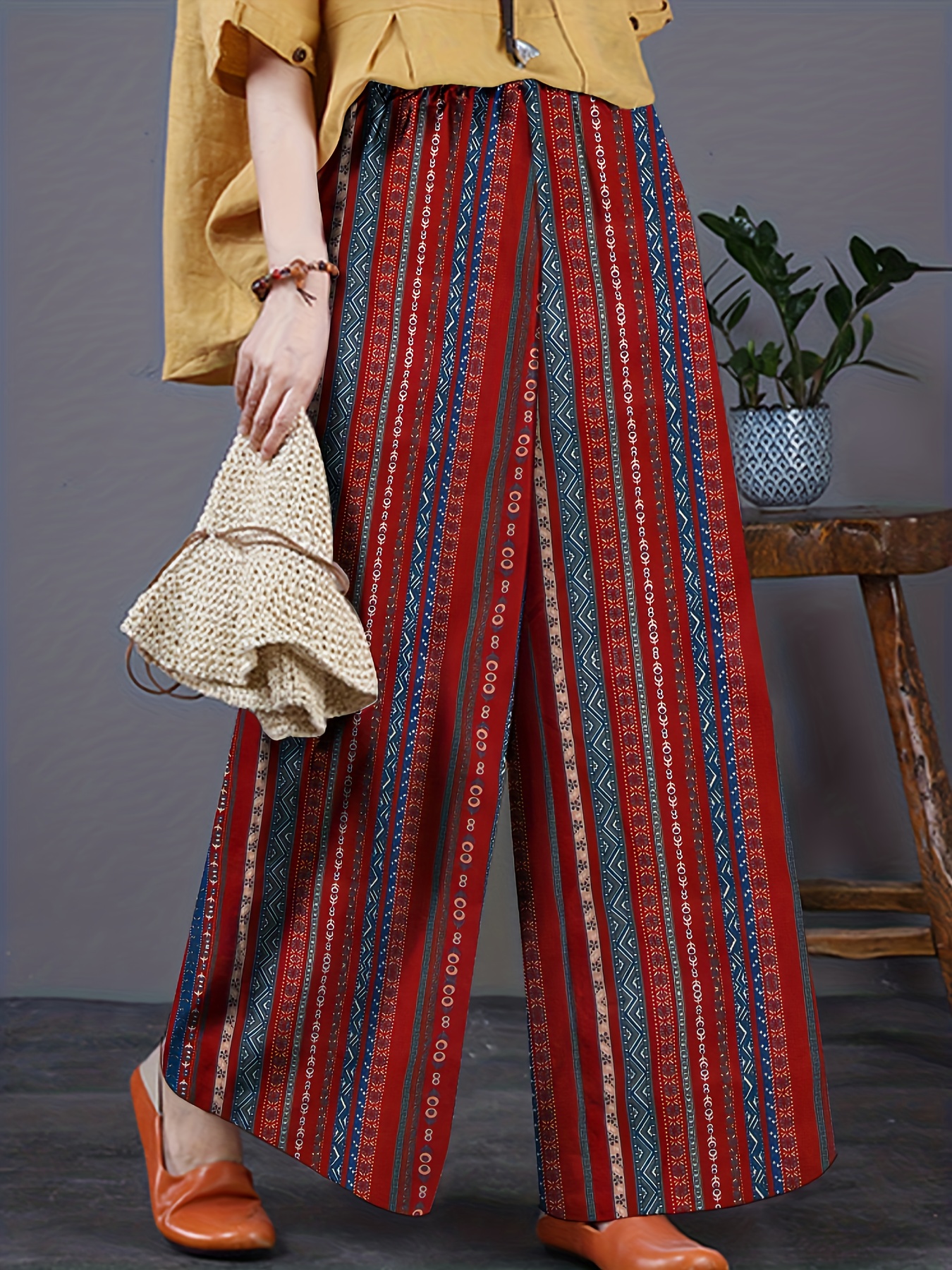 Wide leg printed pants - Women