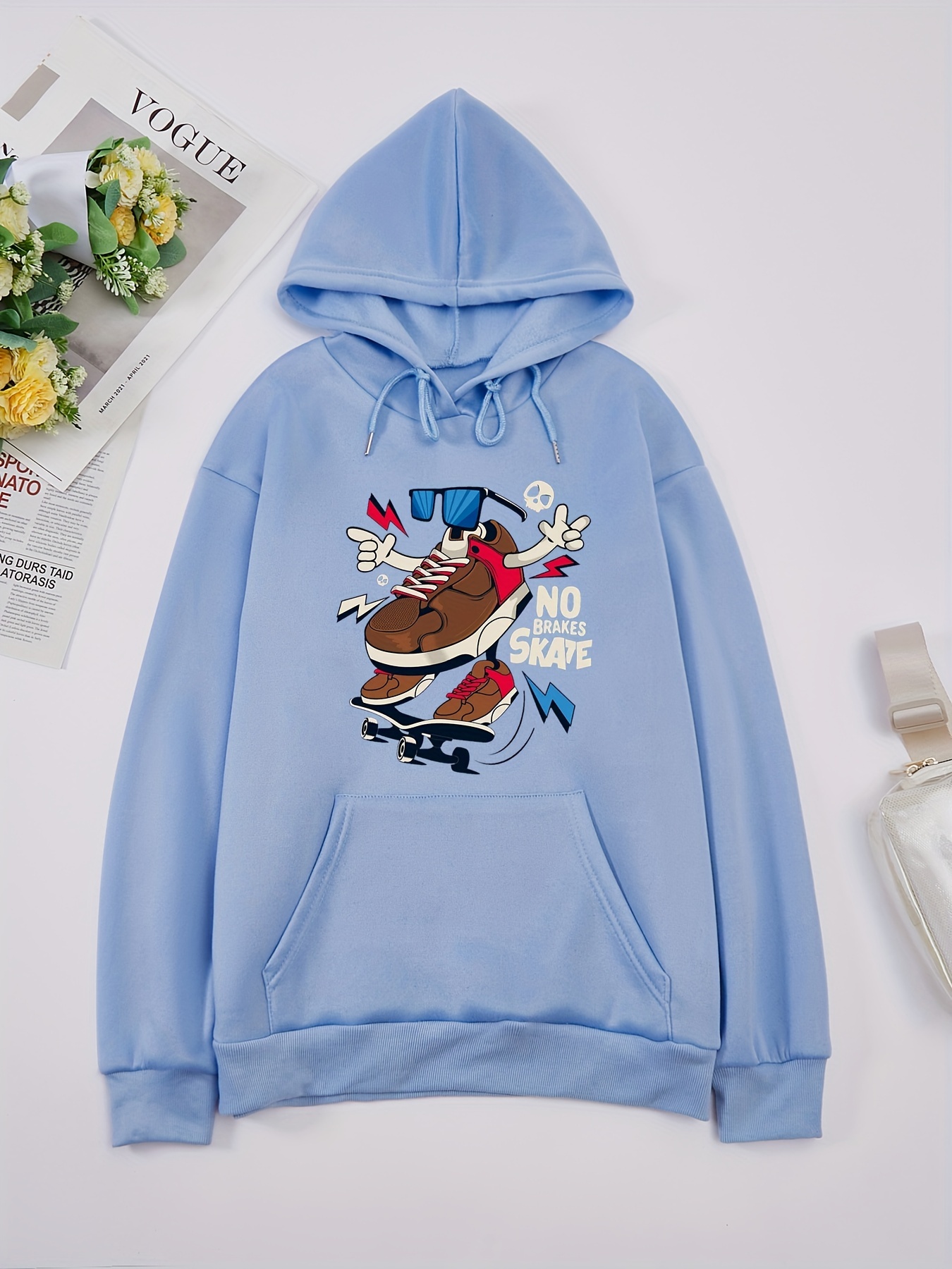 Cartoon Graphic Print Hoodie Baddie Clothes Long Sleeve - Temu