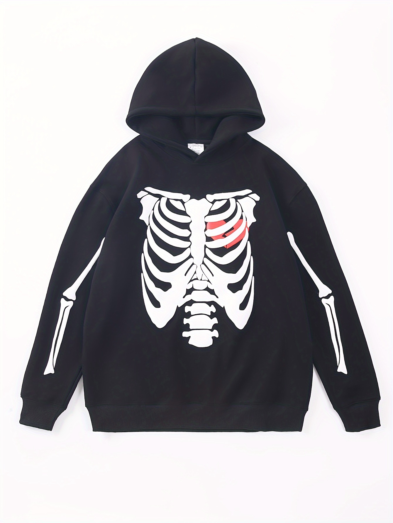 Skeleton Print Loose Drawstring Hoodie, Casual Long Sleeve Street Hoodies  Sweatshirt, Women's Clothing