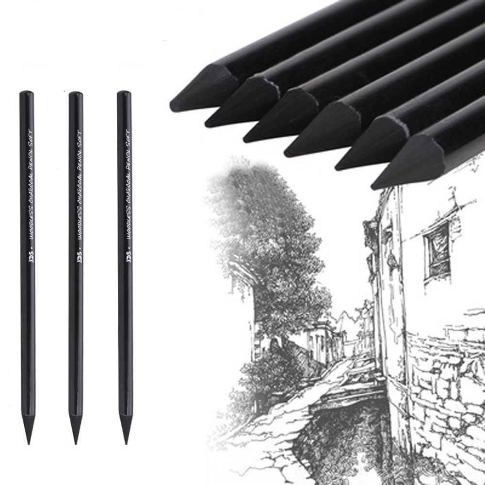 6pcs Charcoal Pencil Pencils For Sketching Drawing Professional Features 3  Grades For Artists & Beginners Including Soft, Medium - AliExpress