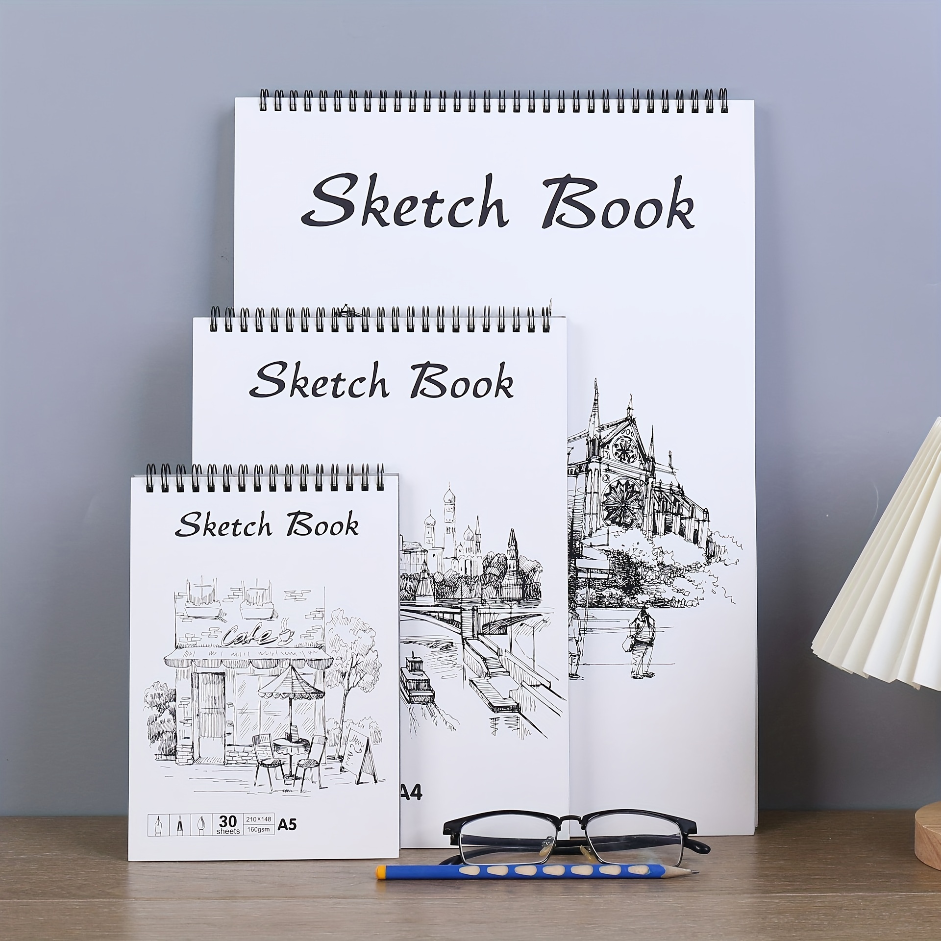 1pc/2pcs Sketch Book, 100 Sheets Sketchbook, 22.86 X 30.48 Cm Top Spiral  Bound Sketch Pad, (30.84kg/100gsm) Acid-free Drawing Paper, Art Supplies  For Colored And Graphite Pencils, Charcoal, & Soft Pastel.