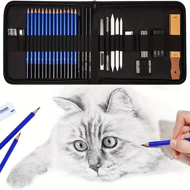 40pcs Set Kit de dessin professionnel croquis dessin crayons materiel dessin  art peinture esquisse Étui à crayons