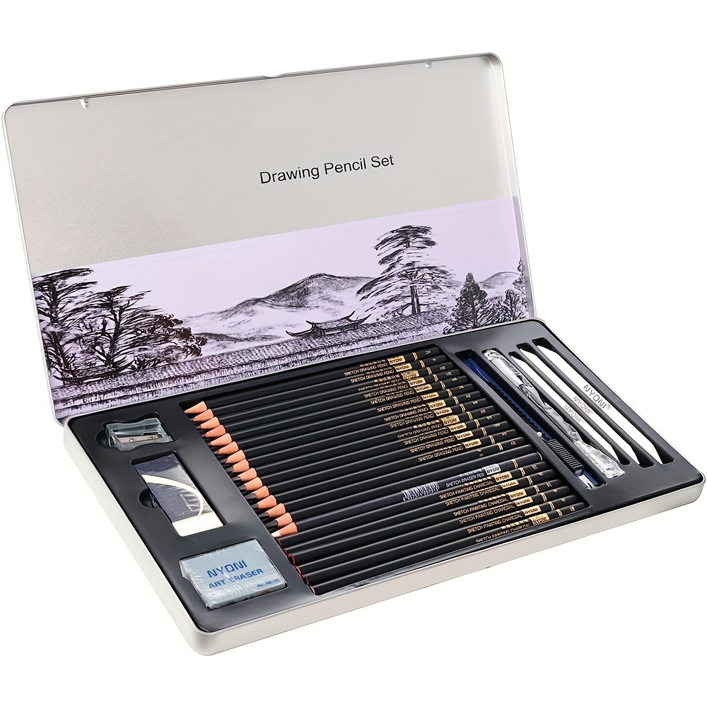 22pcs Sketch Pencil Set Professional Sketching Drawing Kit Wood