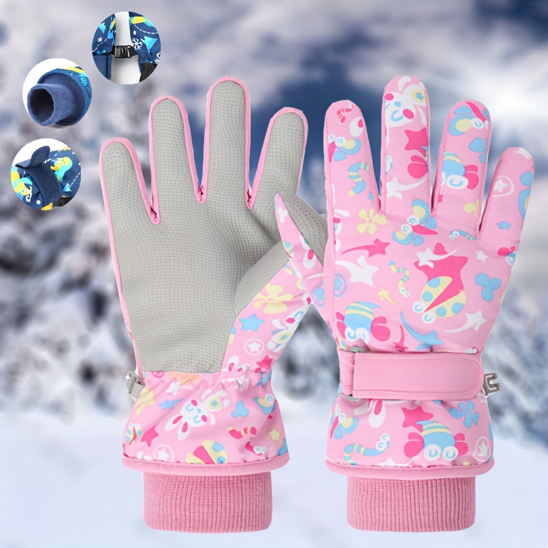  3 pares de guantes de nieve para niños, guantes de invierno  para niños, impermeables, cálidos, guantes de esquí resistentes al viento,  ajustables, antideslizantes, guantes para niños y niñas, clima frío  (naranja