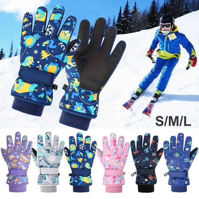 Guantes de invierno para niños, guantes impermeables para nieve y esquí,  para niños y niñas, aislados para clima frío, juegos al aire libre, esquí y