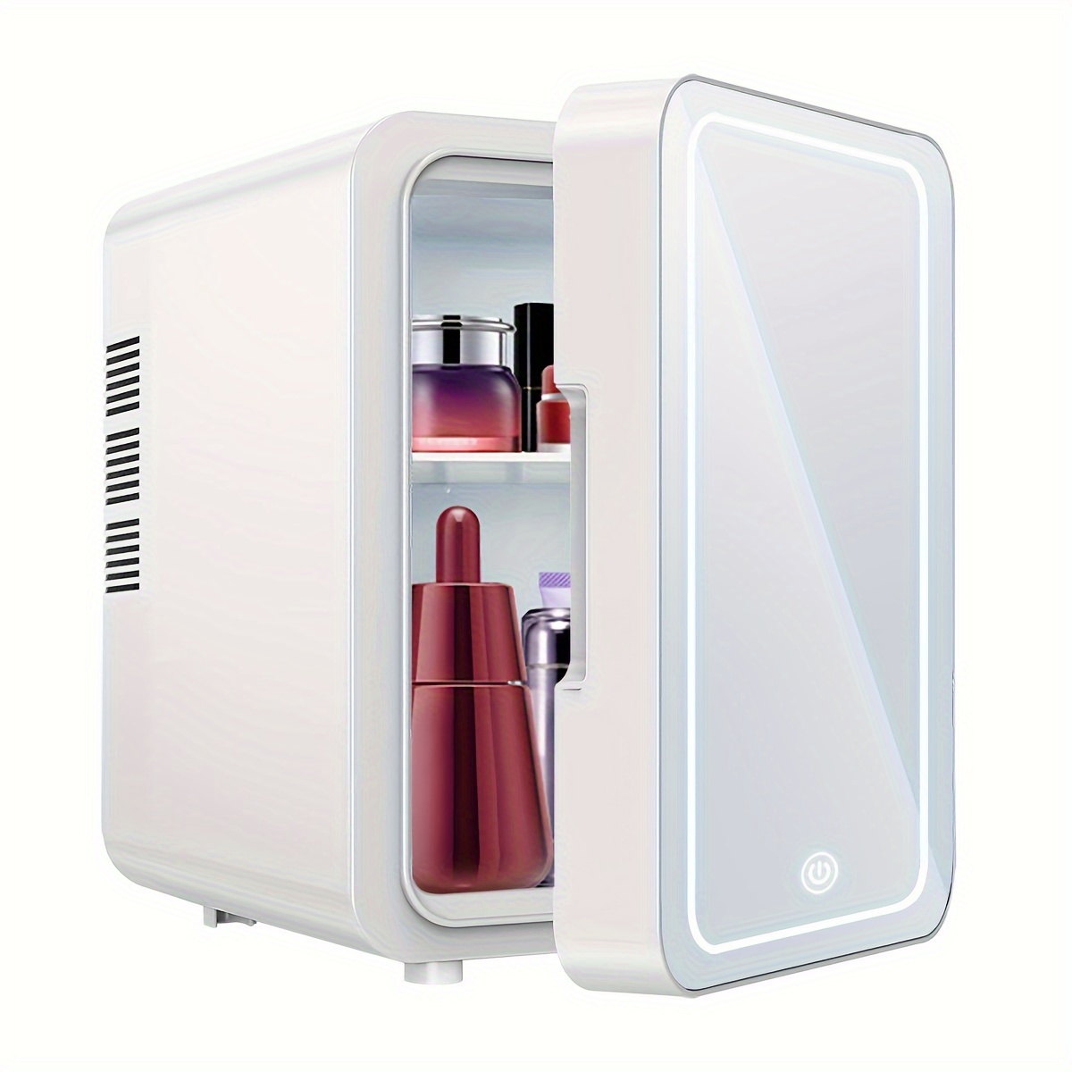 Easy-Take Skincare Fridge - Mini Fridge with Dimmable LED Mirror (4 Liter/6 Can), Cooler and Warmer, for Refrigerating Makeup, Skincare and Food, Mini