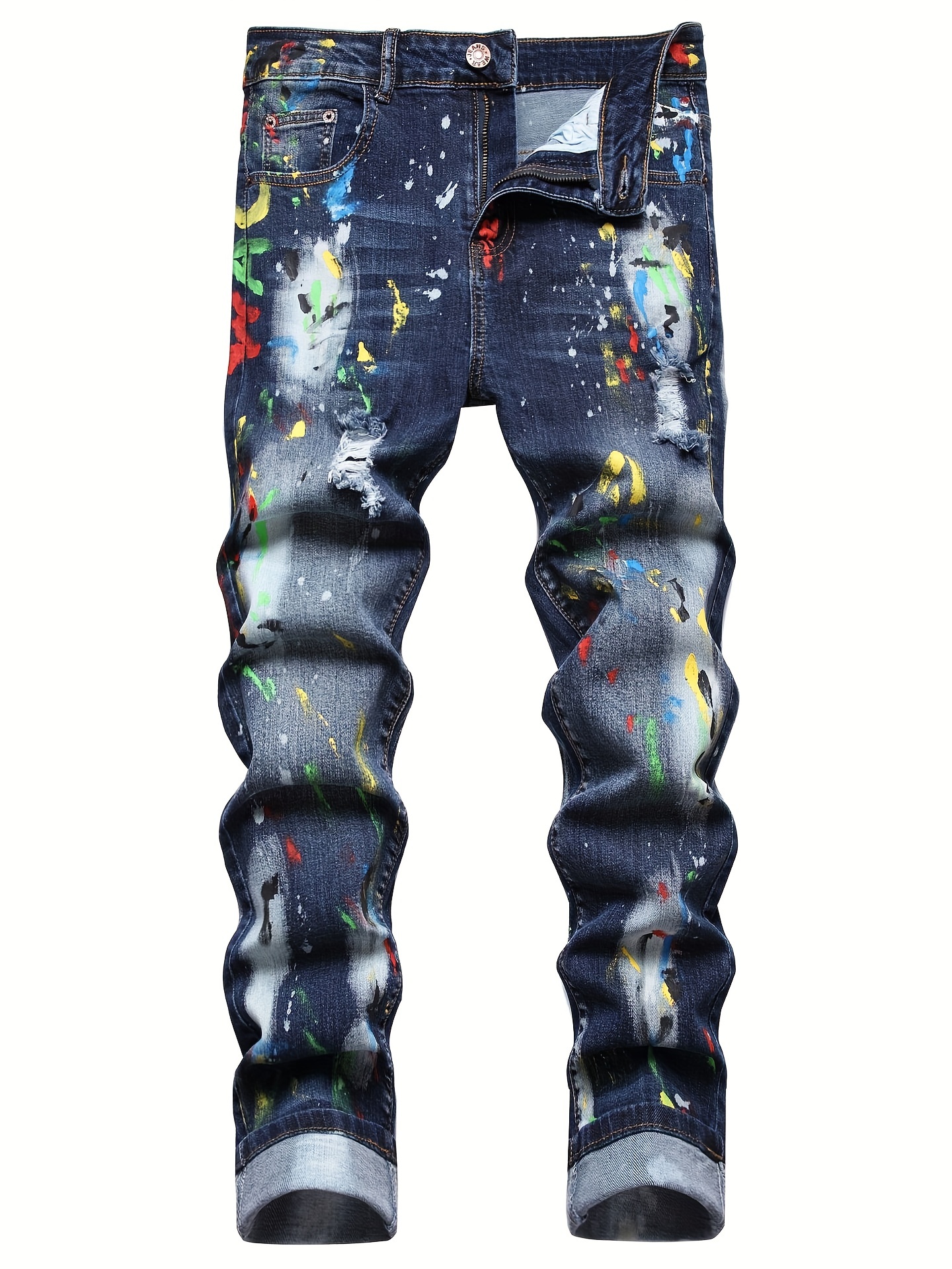 Kids Ripped Jeans Baggy Fit Wide Leg Denim Pants For Girls Boys