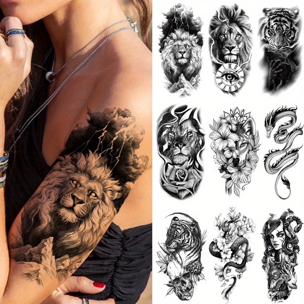 10 Fogli Tatuaggi Temporanei Tigre Regali Perfetti Feste - Temu Italy