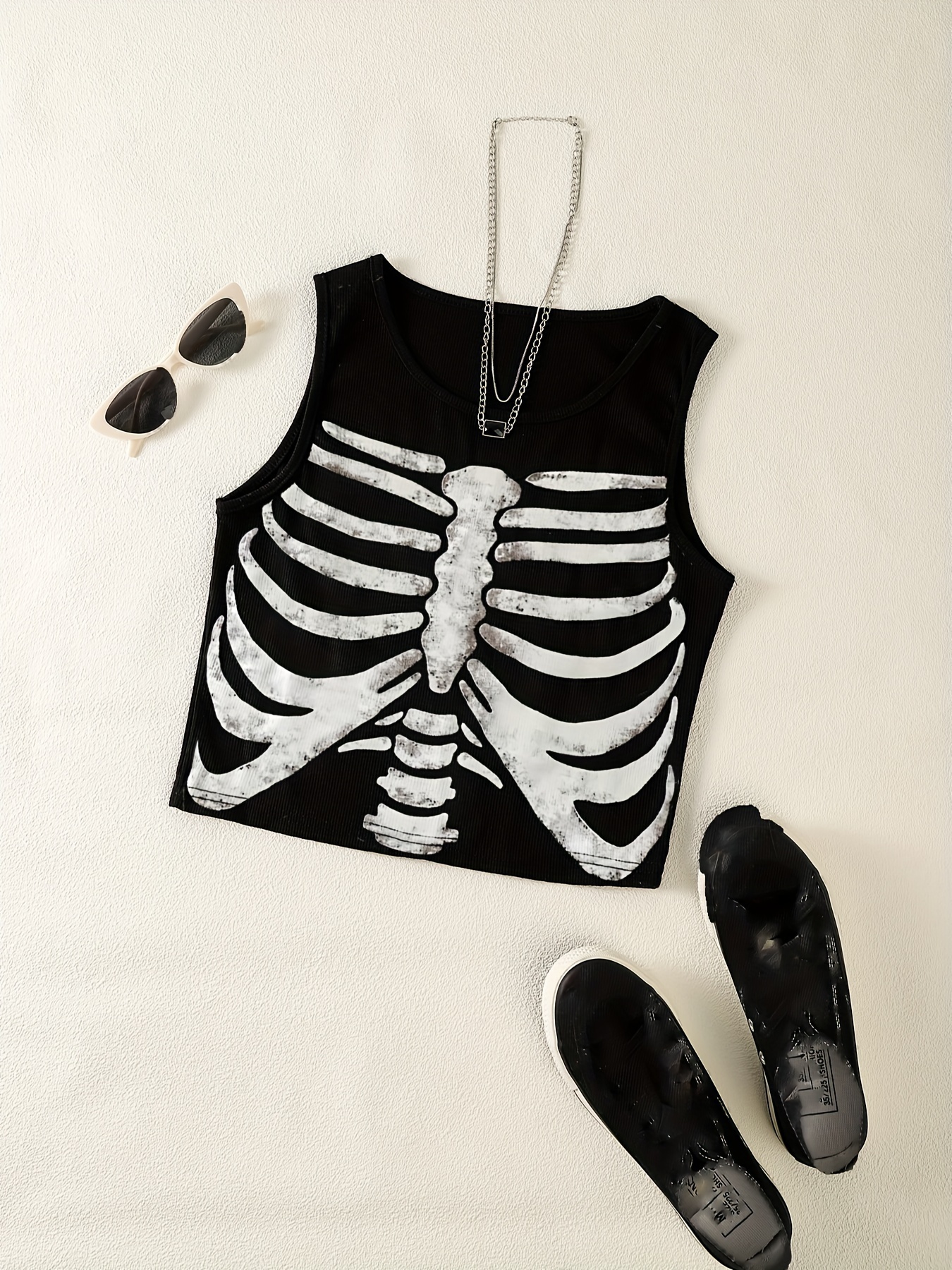 Halloween Skeleton Hand Butterfly Graphic Tank Top Printed - Temu Canada