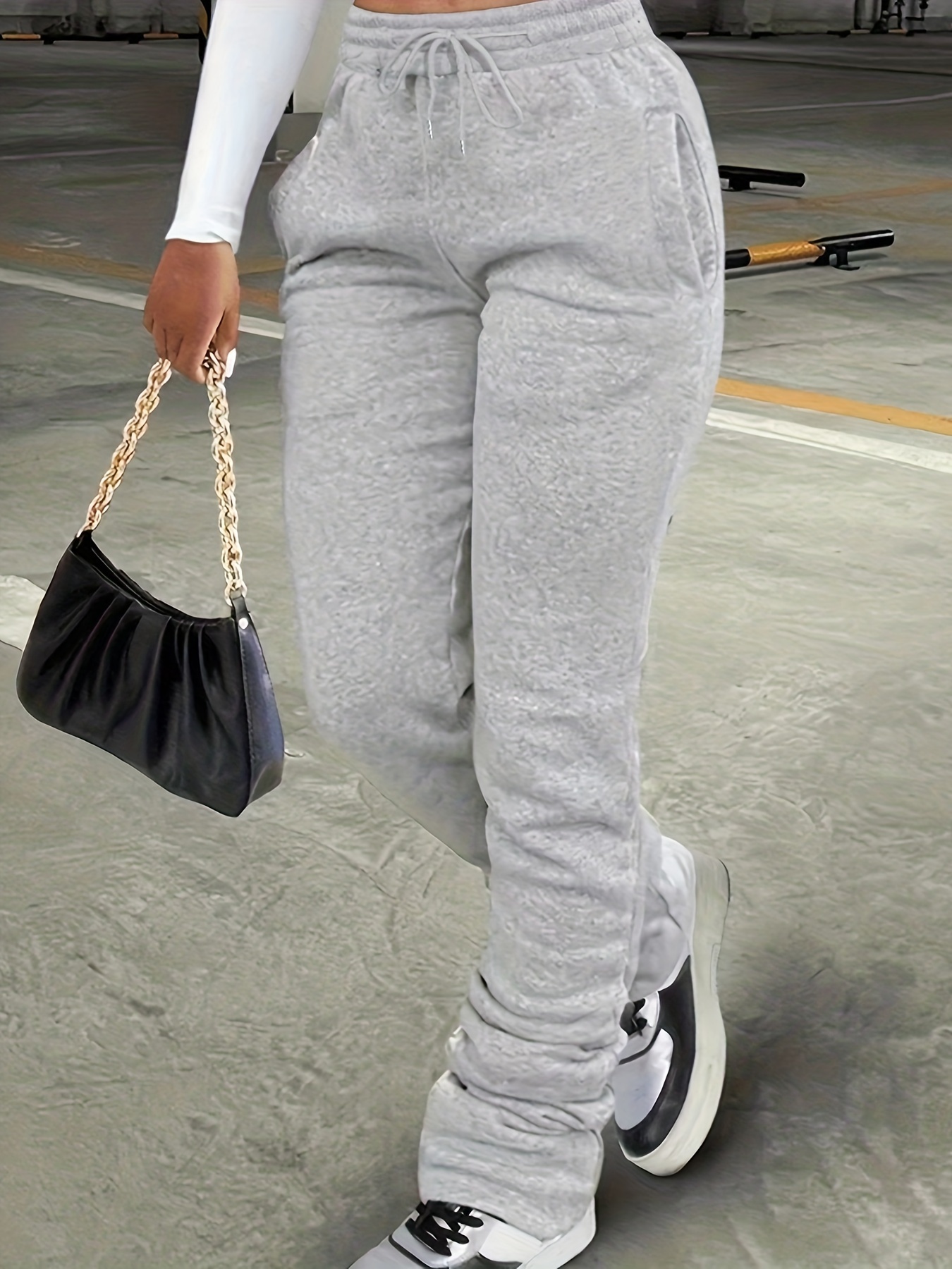 Stacked sweatpants in outlet store