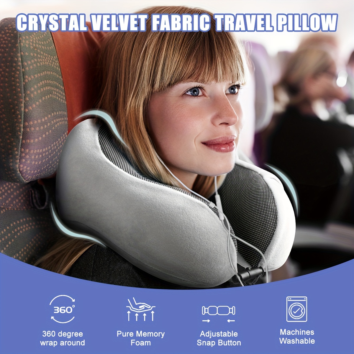 Almohada inflable para el cuello de viaje: extra suave, cojín. para  aviones, trenes, automóviles, accesorio de viaje portátil, con bolsa de  transporte