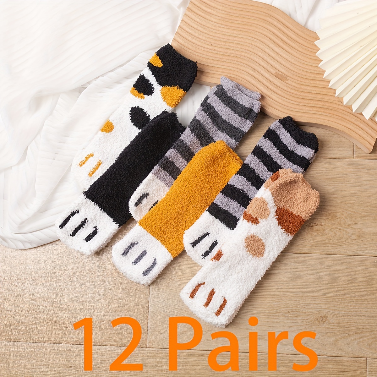6-Pairs Christmas Women's Fuzzy Socks Cozy Soft Fluffy Cute Animal Slipper  Socks Sleeping Warm Socks