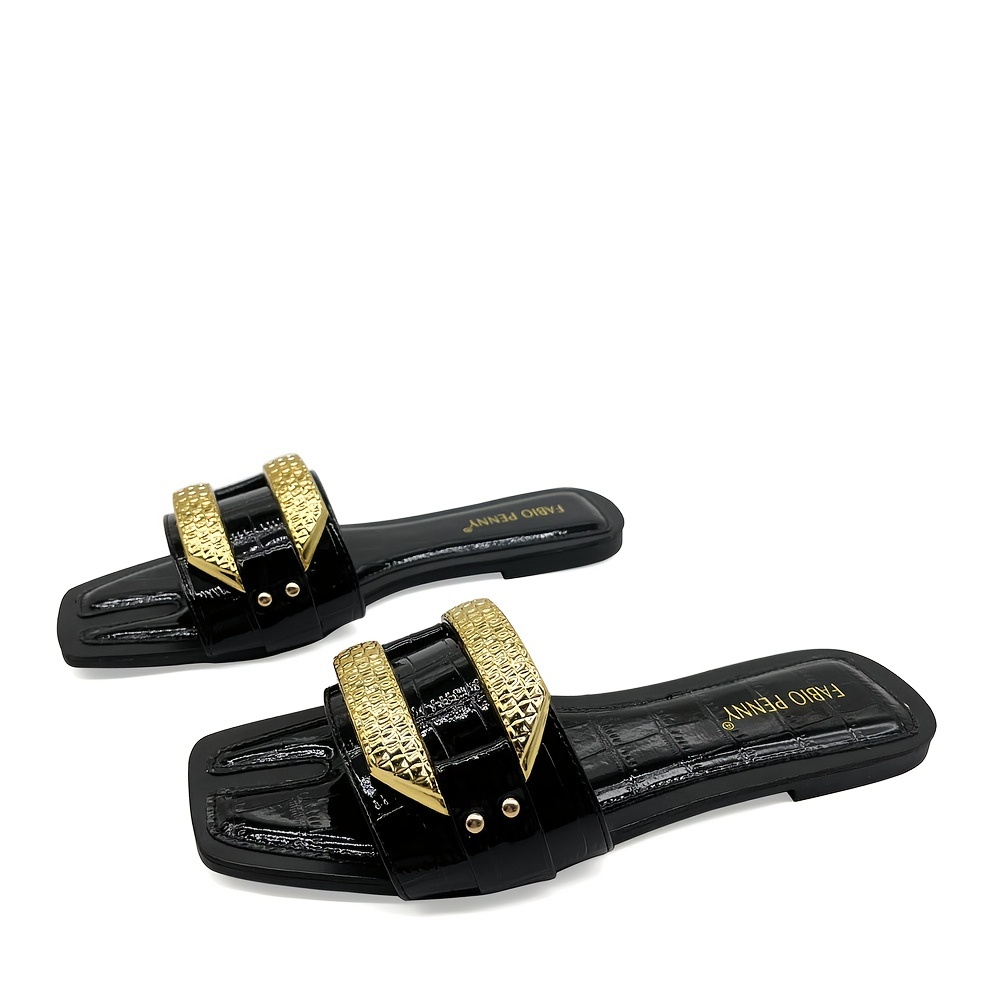 Black and gold designer hot sale sandals