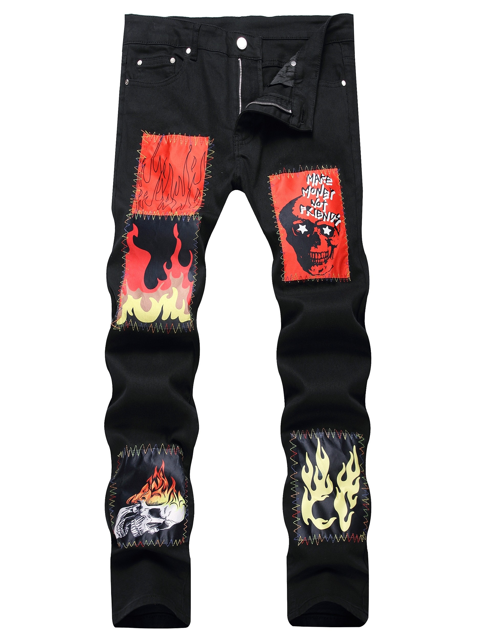 Flame Graphic Print Men's Street Style Loose Fit Sweatpants
