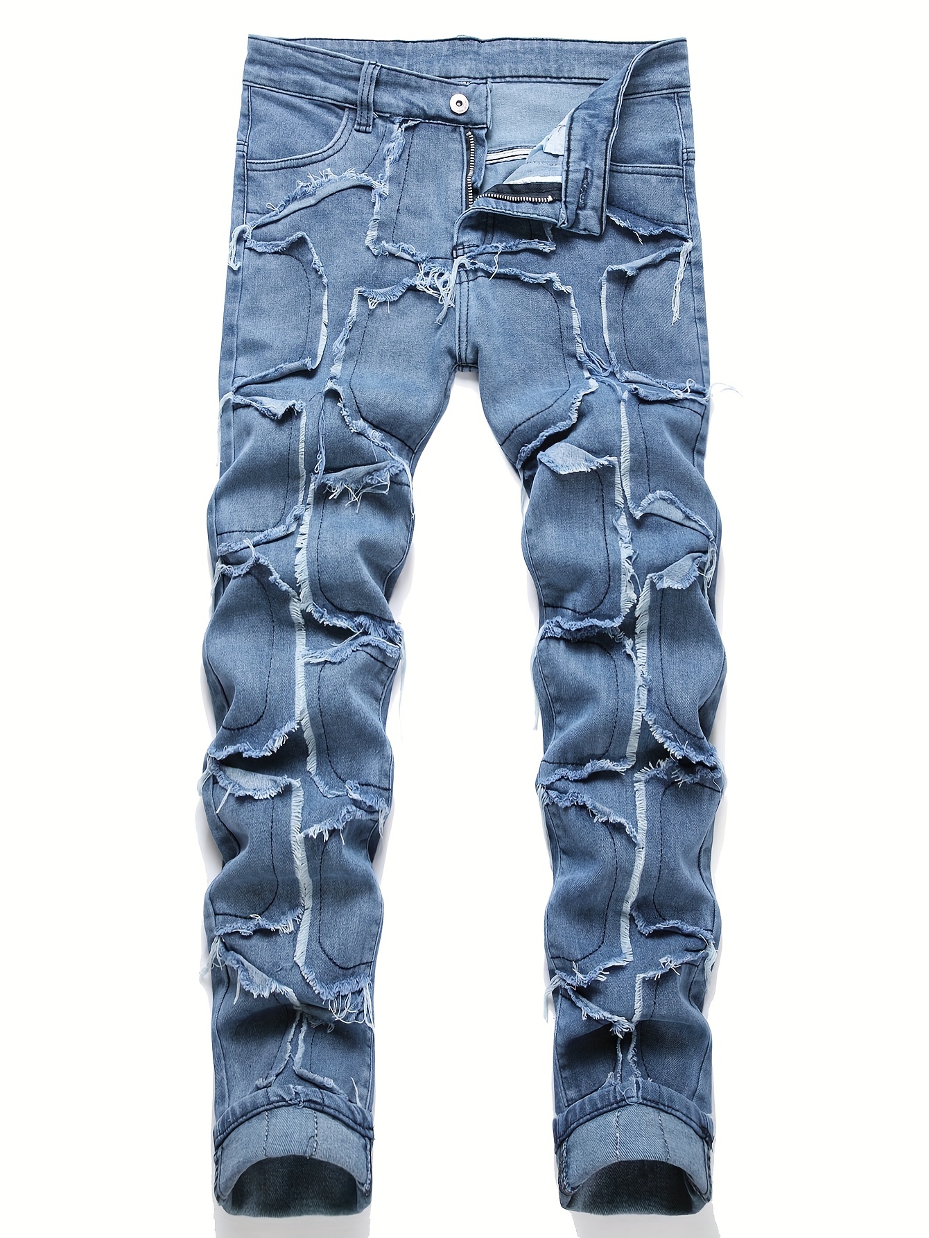 Mens jeans hot sale frayed ankles