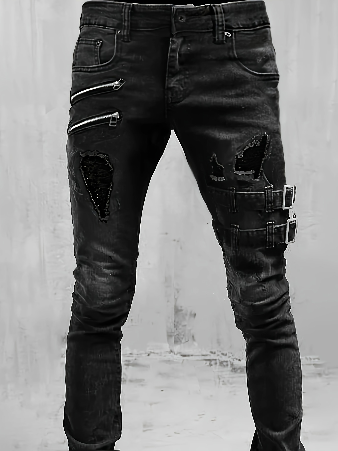 Homme rétro en cuir moto rue pantalon hommes automne hiver Punk rétro Goth  Slim décontracté pantalon long pantalon