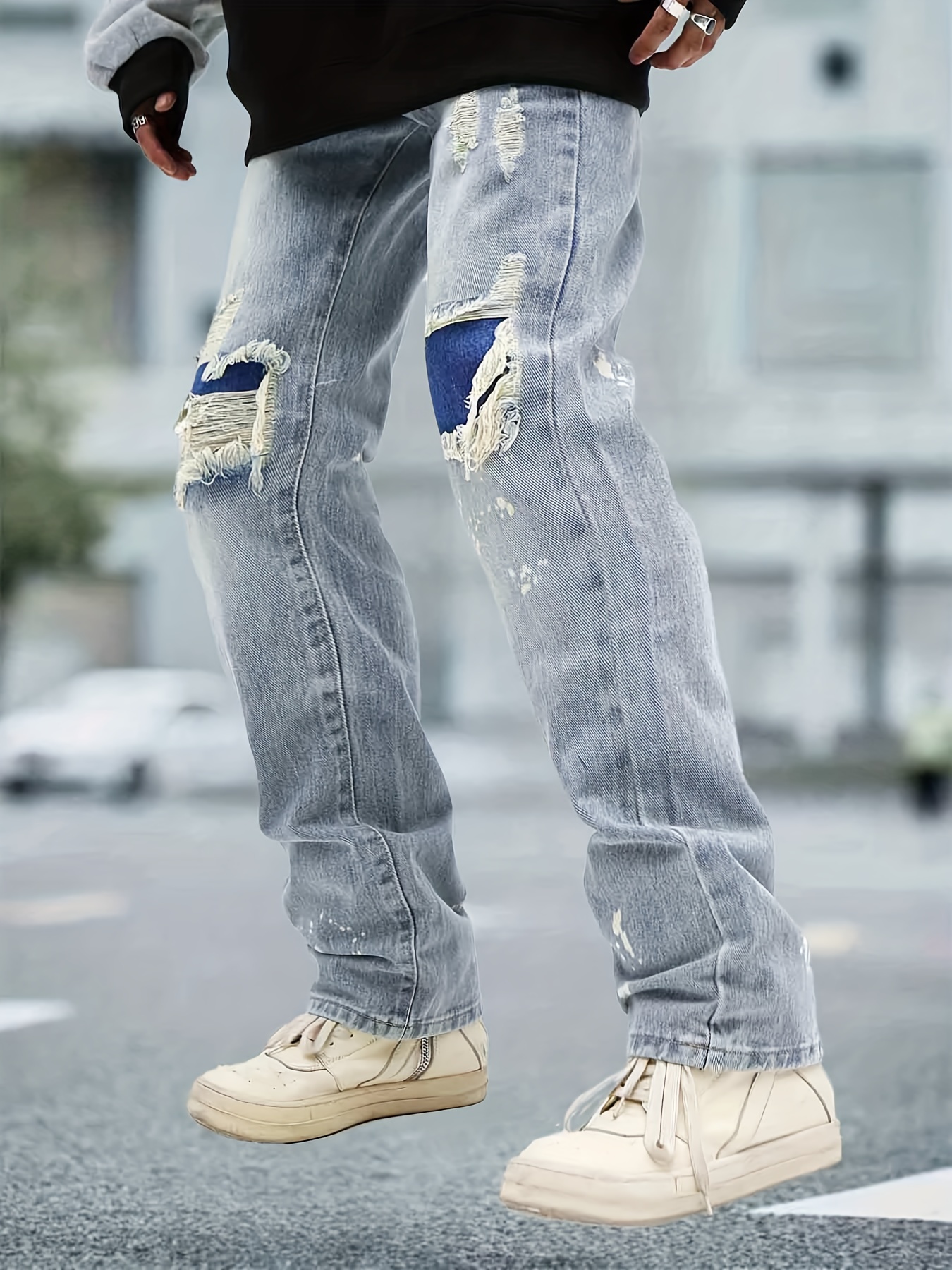 Ripped Hole Distressed Skinny Jeans, Drawstring Butt-lifting Streetwear  Stretchy Denim Pants, Women's Denim Jeans & Clothing