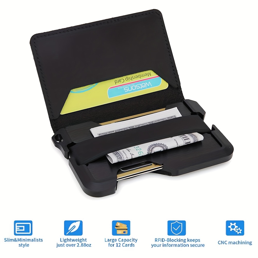 KORDIZ Tactical Wallet - EDC Minimalist RFID Blocking Aluminum Slim Metal  Wallet for Men - Genuine Leather, Smart Front Pocket Credit Card Holder 