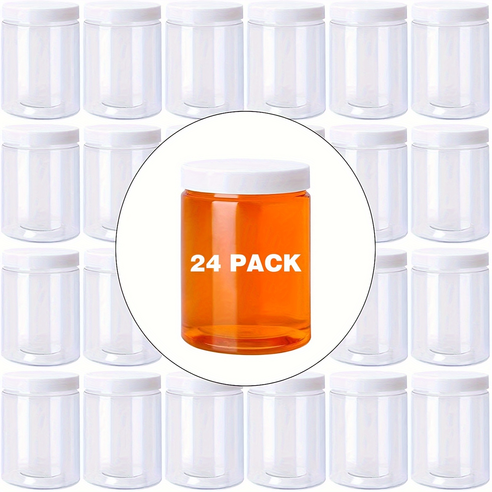 12-pack 8oz/250ml reuseable small plastic freezer storage container jars  with screw lid for food