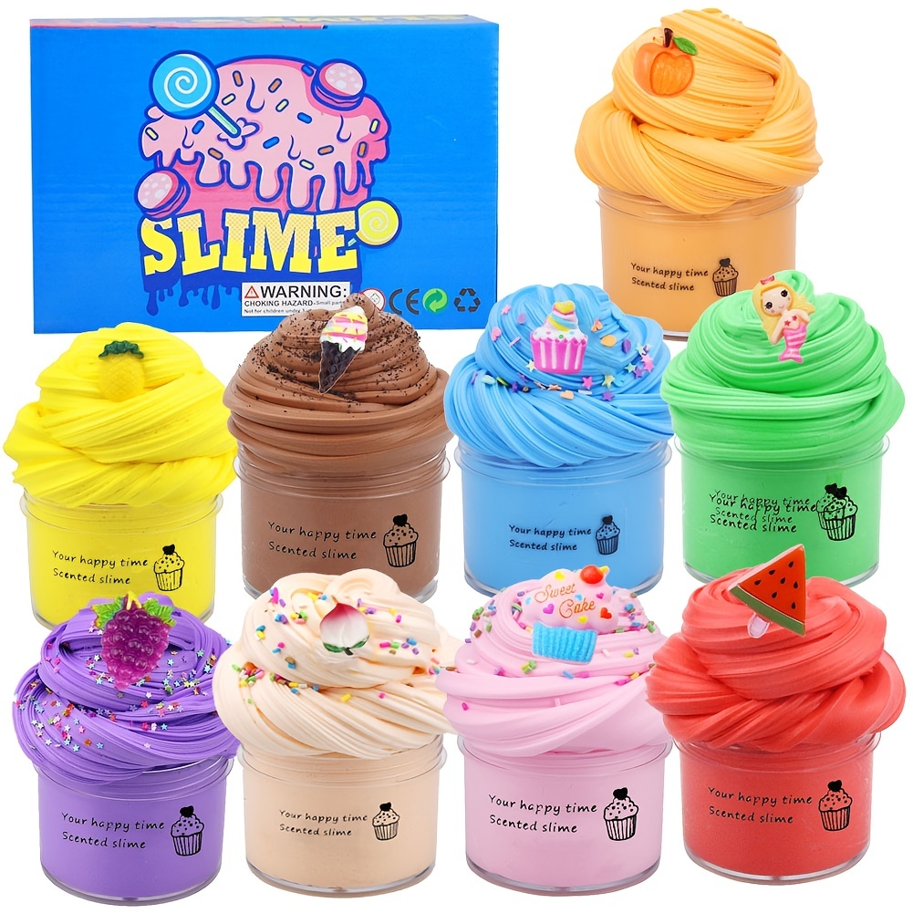  Paquete de 2 cubos de gelatina crujiente, no pegajoso, juguete  de lodo súper suave, regalos de cumpleaños para niños, pegamento de cristal  de bricolaje Boba Slime recuerdo de fiesta para niñas